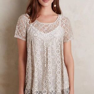 Anthropologie Akemi + Kin Metallic Embroidered Lyra Top Blouse Size M